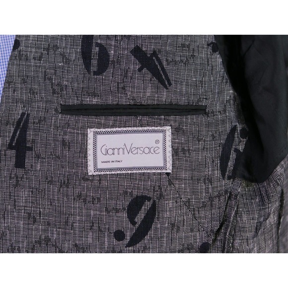 Gianni Versace Vintage 80's-90's Gray Numbers Cotton-Linen Oversize Blazer 40-42 - Picture 7 of 10